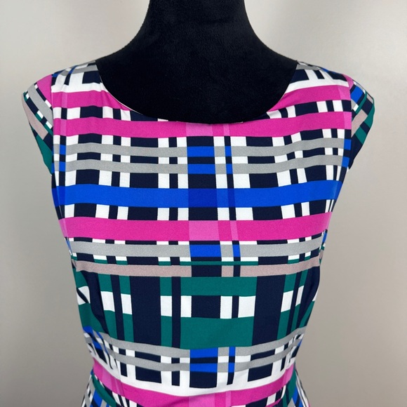 Banana Republic Sheath Dress Womens 4 Multicolor Plaid Sleeveless Lined - Picture 3 of 8